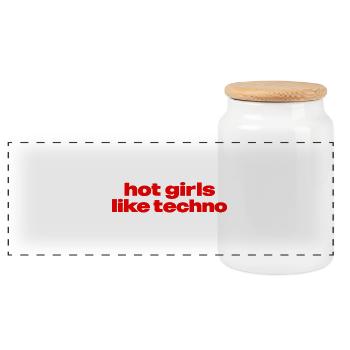 Hot Girls Like Techno – Rave & Festival Design für - Panorama Keksdose mit Holzdeckel - Weiß - Vorne