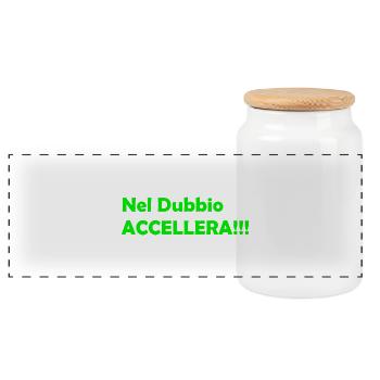 Nel_Dubbio_Accellera!!! - Panorama Keksdose mit Holzdeckel - Weiß - Vorne