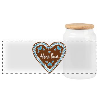 Coeur Bua Coeur en pain d’épices - Boîte à biscuits avec couvercle en bois - blanc - Devant