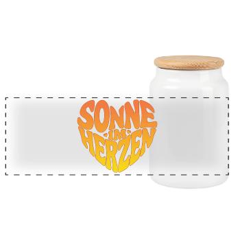 Sonne im Herzen - Panorama Keksdose mit Holzdeckel - Weiß - Vorne