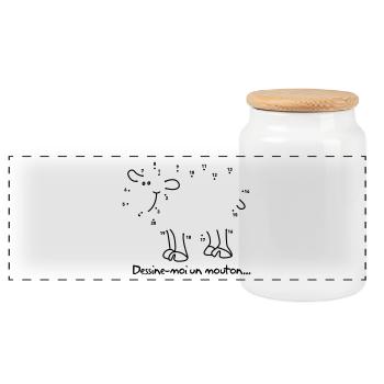 Dessine moi un mouton - petit prince - Boîte à biscuits avec couvercle en bois - blanc - Devant