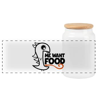 me want food! - Panorama Keksdose mit Holzdeckel - Weiß - Vorne