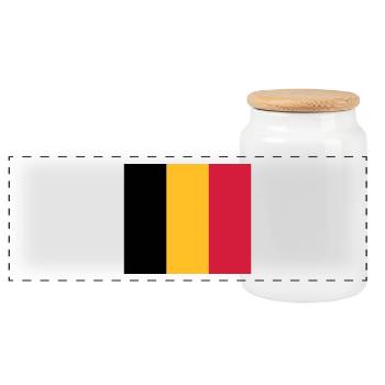 Drapeau national de Belgique - Boîte à biscuits avec couvercle en bois - blanc - Devant