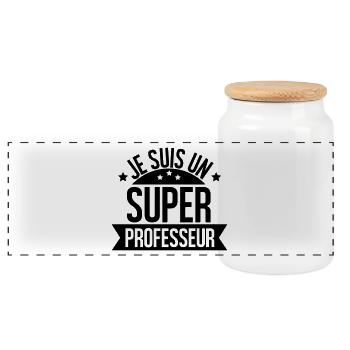 je suis un super professeur - Boîte à biscuits avec couvercle en bois - blanc - Devant