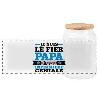 Je suis le fier papa d'une infirmière géniale - Boîte à biscuits avec couvercle en bois - blanc - Devant