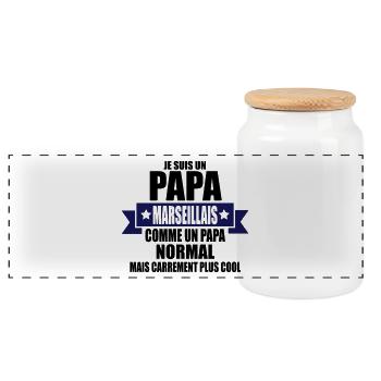 je suis un papa marseillais comme un papa normal - Boîte à biscuits avec couvercle en bois - blanc - Devant