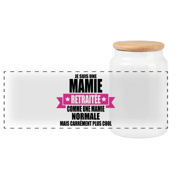 je suis une mamie retraitée - Boîte à biscuits avec couvercle en bois - blanc - Devant
