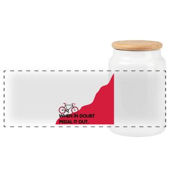 When in doubt pedal it out - Radfahrer Lösung - Panorama Keksdose mit Holzdeckel - Weiß - Vorne