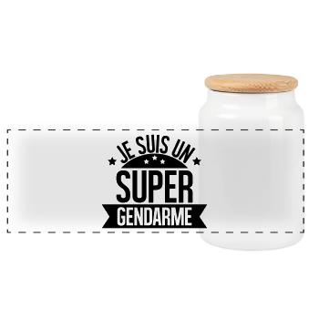 je suis un super gendarme - Boîte à biscuits avec couvercle en bois - blanc - Devant
