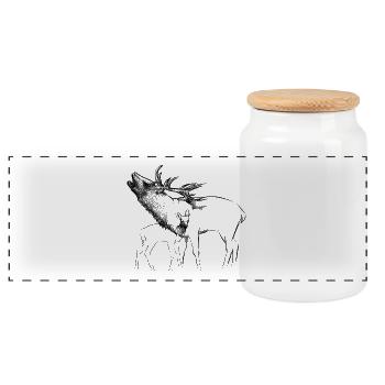 cerf - Boîte à biscuits avec couvercle en bois - blanc - Devant