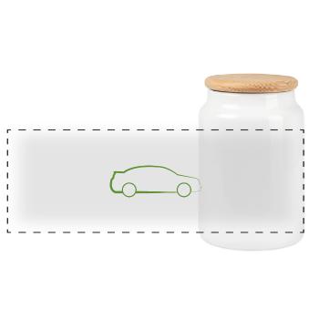 voiture - Boîte à biscuits avec couvercle en bois - blanc - Devant