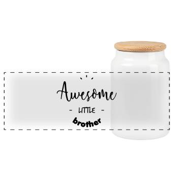 Awesome little Brother - Boîte à biscuits avec couvercle en bois - blanc - Devant