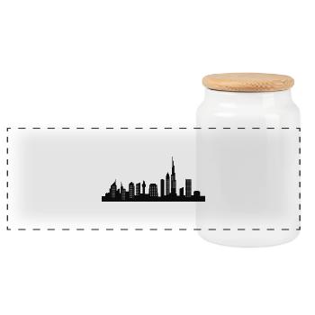 Skyline von Dubai - Panorama Keksdose mit Holzdeckel - Weiß - Vorne