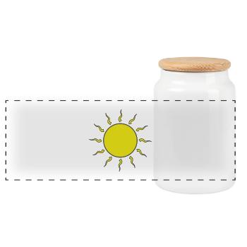 Sonne - Panorama Keksdose mit Holzdeckel - Weiß - Vorne
