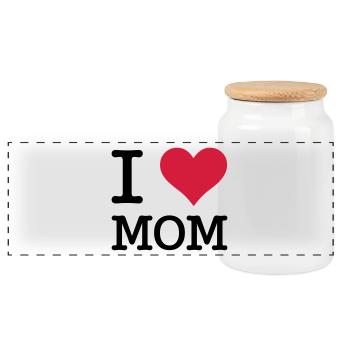 I love Mom - Panorama Keksdose mit Holzdeckel - Weiß - Vorne