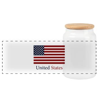 drapeau des États-Unis - Boîte à biscuits avec couvercle en bois - blanc - Devant