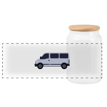 Van - Panoramic Cookie Jar with Wooden Lid - white - Front