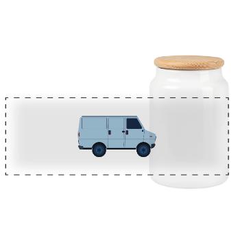Van - Panoramic Cookie Jar with Wooden Lid - white - Front