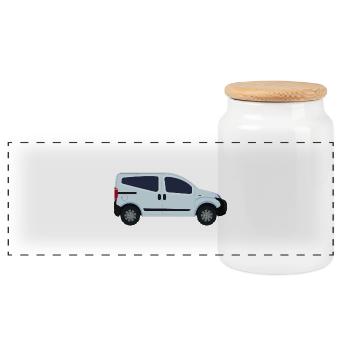 Van - Panoramic Cookie Jar with Wooden Lid - white - Front
