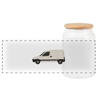 Van - Panoramic Cookie Jar with Wooden Lid - white - Front