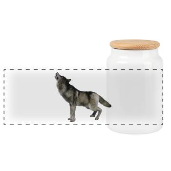 Wolf - Panorama Keksdose mit Holzdeckel - Weiß - Vorne