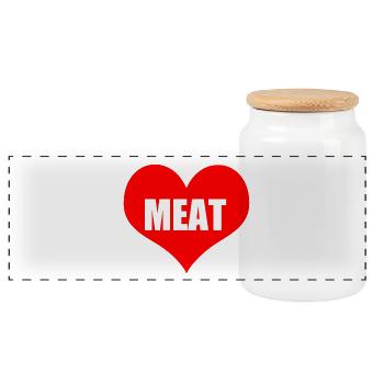meat - Panoramic Cookie Jar with Wooden Lid - white - Front