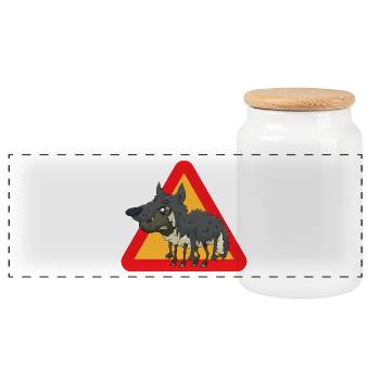 Schaf Wolf - Panorama Keksdose mit Holzdeckel - Weiß - Vorne