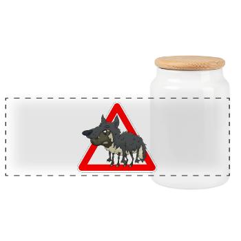 Schaf Wolf - Panorama Keksdose mit Holzdeckel - Weiß - Vorne