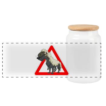 Wolf - Panorama Keksdose mit Holzdeckel - Weiß - Vorne