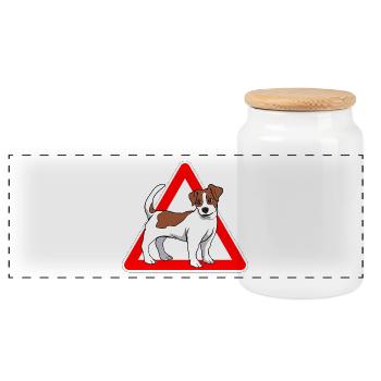 chien Jack Russell Terrier - Boîte à biscuits avec couvercle en bois - blanc - Devant