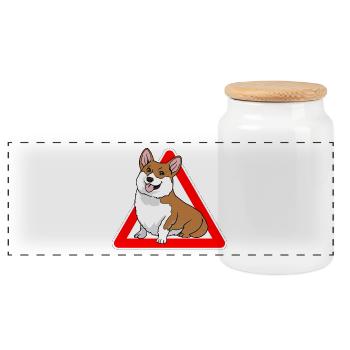 Welsh Corgi Pembroke Cardigan Hund - Panorama Keksdose mit Holzdeckel - Weiß - Vorne