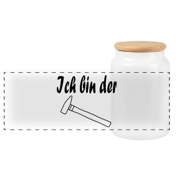 Ich bin der Hammer, Geschenk, Geschenkidee - Panorama Keksdose mit Holzdeckel - Weiß - Vorne