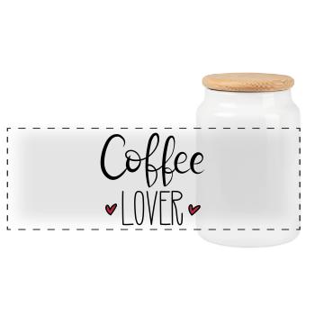 Kaffee Koffein Cappuchino Liebe Geschenk - Panorama Keksdose mit Holzdeckel - Weiß - Vorne