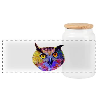 gxp chouette hibou vector art - Boîte à biscuits avec couvercle en bois - blanc - Devant