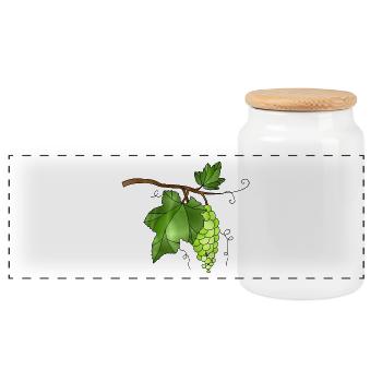 grapes - Panoramic Cookie Jar with Wooden Lid - white - Front