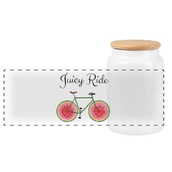 Juicy Ride - Melon bicycle for amateur cyclists - Panoramic Cookie Jar with Wooden Lid - white - Front