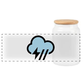 Storm, storm cloud icon, icon - Panoramic Cookie Jar with Wooden Lid - white - Front