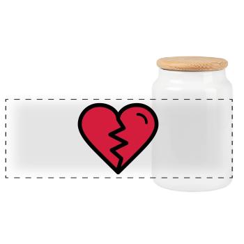 Broken heart, heartache, unhappy in love - Panoramic Cookie Jar with Wooden Lid - white - Front