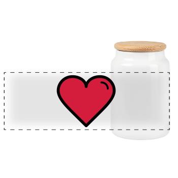 Valentine's Heart - Panoramic Cookie Jar with Wooden Lid - white - Front