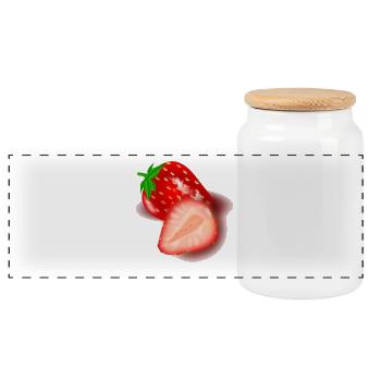 Strawberry Cutaway Illustration - Panoramic Cookie Jar with Wooden Lid - white - Front