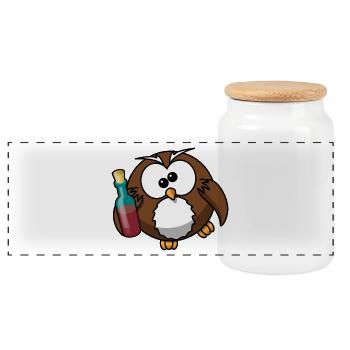 Chouchou drôle Ivre Funny Owl - Boîte à biscuits avec couvercle en bois - blanc - Devant