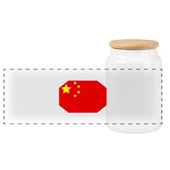 Drapeau de la Chine - Boîte à biscuits avec couvercle en bois - blanc - Devant