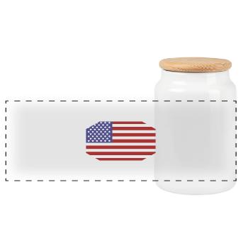 United States flag - Panoramic Cookie Jar with Wooden Lid - white - Front