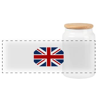 Great Britain flag - Panoramic Cookie Jar with Wooden Lid - white - Front