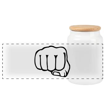 frère poing - boîte - Boîte à biscuits avec couvercle en bois - blanc - Devant