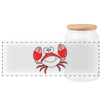 Crab cancer crustaceans - Panoramic Cookie Jar with Wooden Lid - white - Front