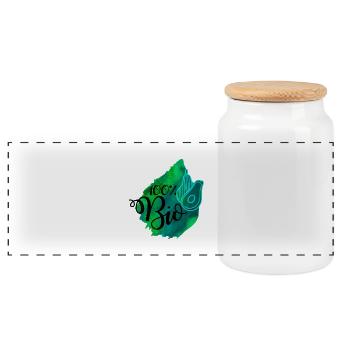 Vegan vegetarian animal welfare gift idea - Panoramic Cookie Jar with Wooden Lid - white - Front