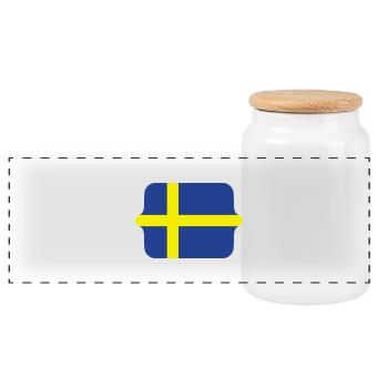 drapeau suédois - Boîte à biscuits avec couvercle en bois - blanc - Devant