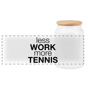 tennis - Panoramic Cookie Jar with Wooden Lid - white - Front