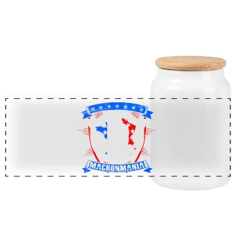 France's Emmanuel Macron gift idea - Panoramic Cookie Jar with Wooden Lid - white - Front